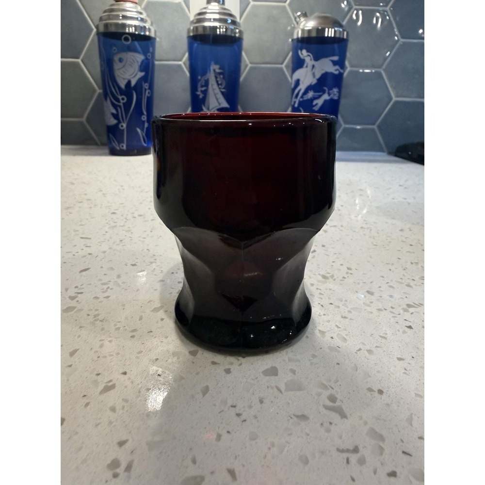 Anchor Hocking Fire King Georgian Honeycomb Royal Ruby  3 1/4" Tumbler